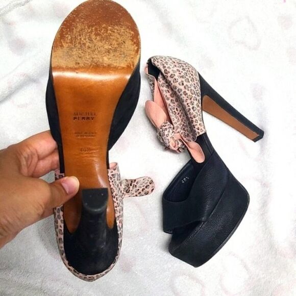 Michael Perry High Heel Cheetah Print Leather 10 - Picture 11 of 16